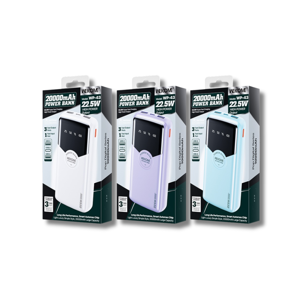 Pin Sạc Dự Phòng WEKOME WP-43 Pop Digital Series Gen3 | 20.000mAh 22.5W