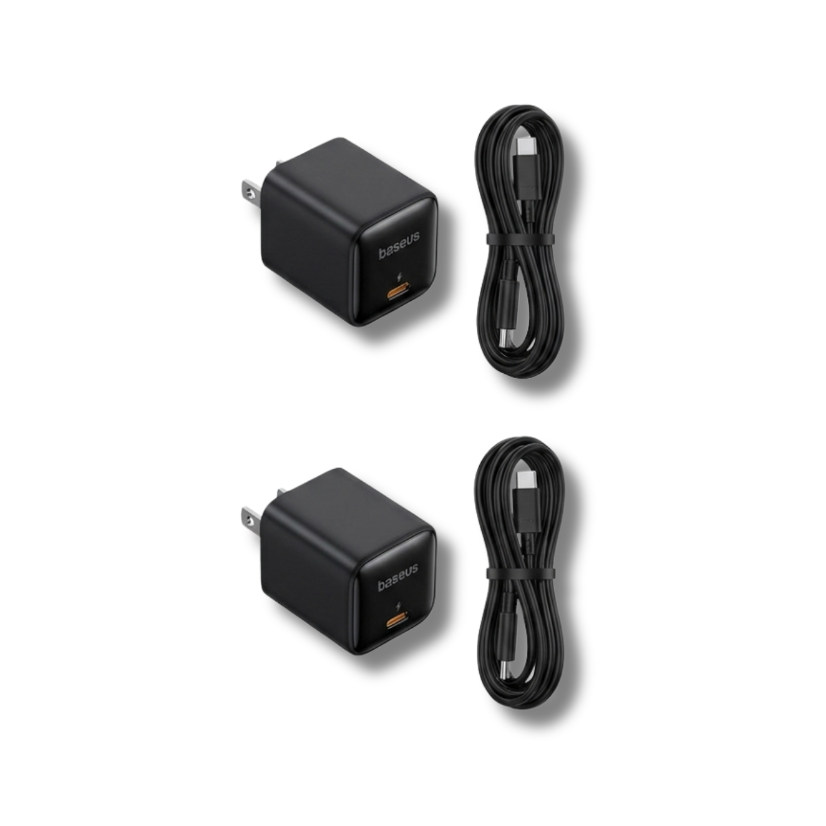 Combo 2 Bộ Sạc Baseus GaN6 45W | 2 Củ Sạc & 2 Cáp C-C 60W Nhanh Gọn