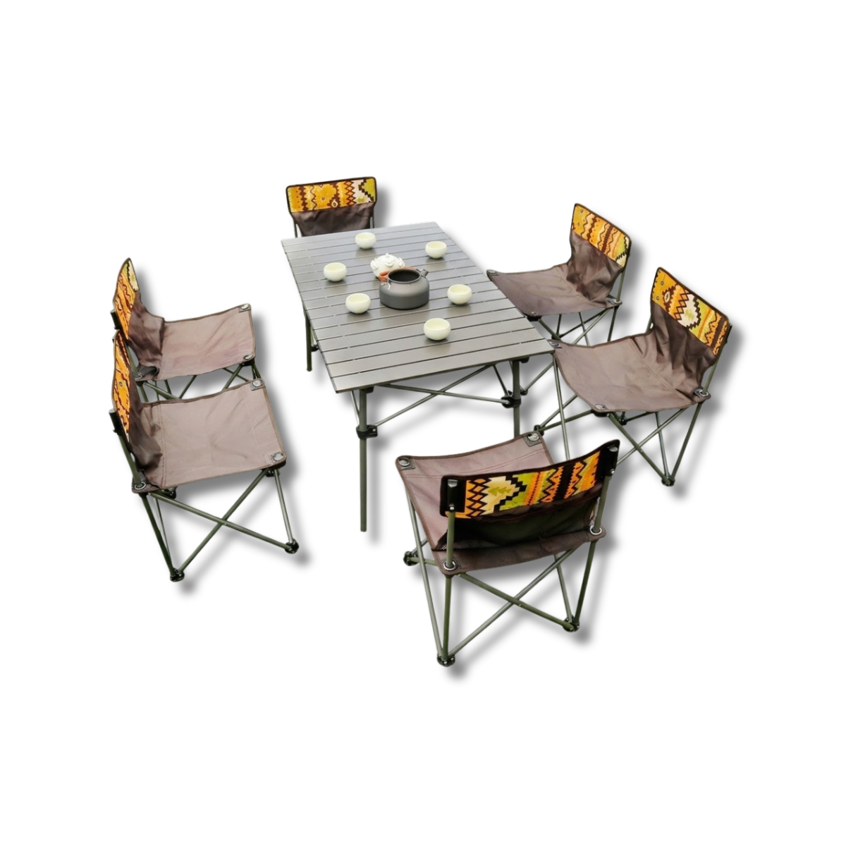 Bộ Bàn Ghế Dã Ngoại Camping Gấp Gọn Cao Cấp | 1 Bàn 6 Ghế Tiêu Chuẩn Amazon Mỹ