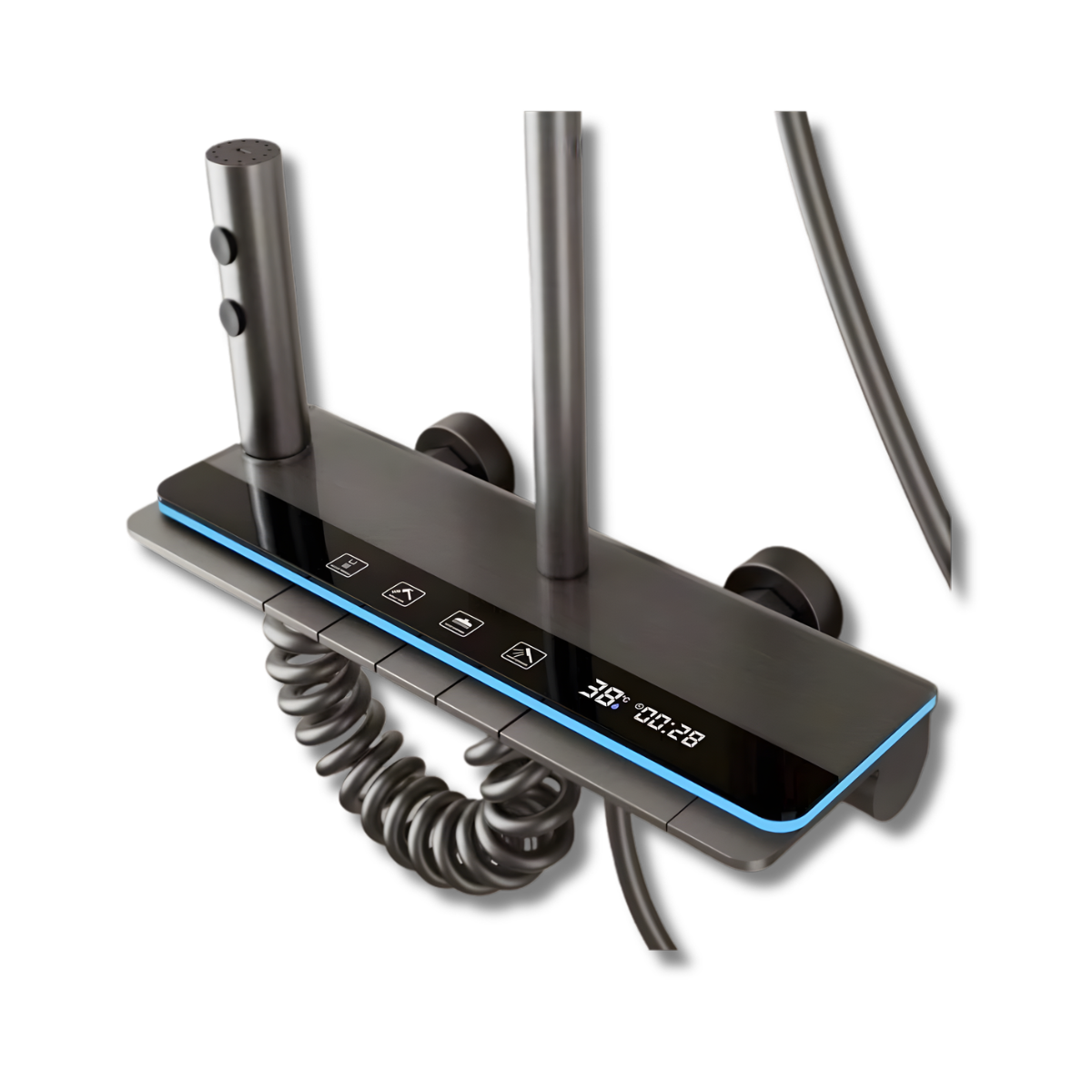 Sen Cây Tắm Đứng Thân Nhôm Phím Đàn Hiển Thị LED | 4 Chế Độ Nóng Lạnh