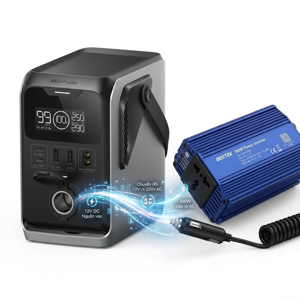 Dịch Vụ Cho Thuê Trạm Năng Lượng Di Động EcoFlow Trail 300 | 288Wh 300W - Kèm Ổ Điện 12V sang 220V