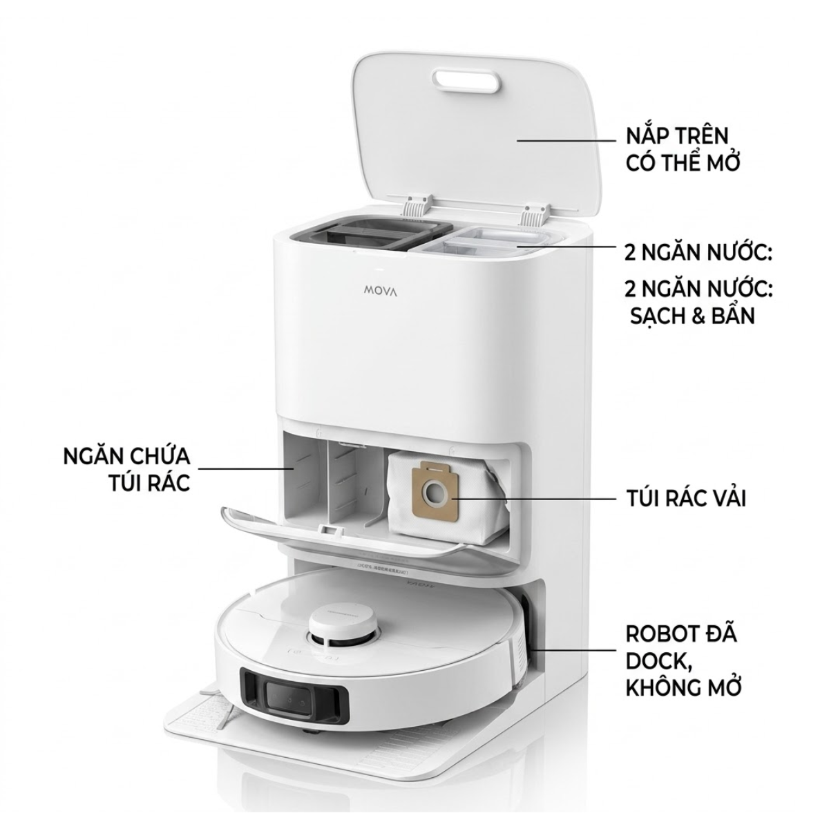 Robot Hút Bụi Lau Nhà Mova P10S Ultra | 19.000Pa Giặt Nước Nóng 75°C