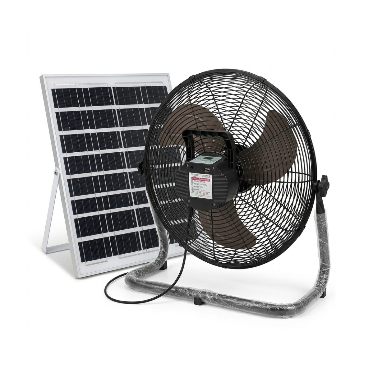 Quạt Sạc Tích Điện Chân Quỳ Leamorn Kèm Panel NLMT | Pin 26,400mAh - Sải Cánh 16 Inch