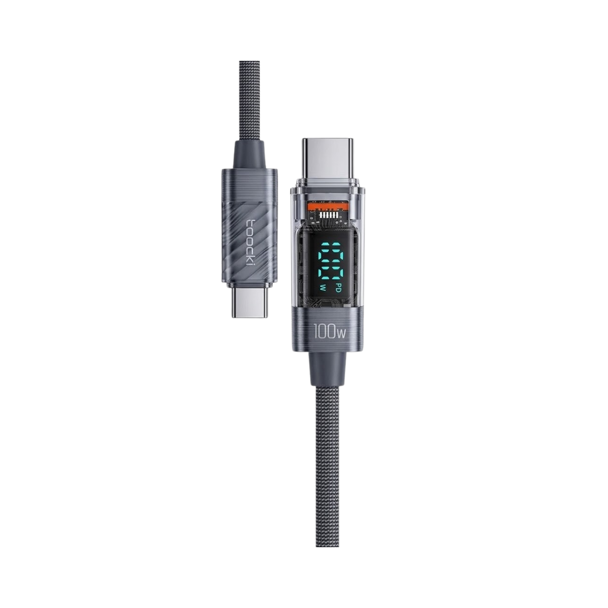 Cáp Sạc Nhanh Toocki Type-C to Type-C 100W ZXA0G | Màn Hình LED Hiển Thị Công Suất