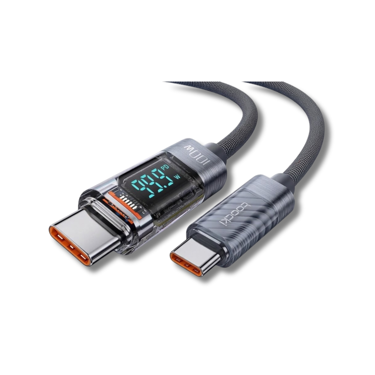 Cáp Sạc Nhanh Toocki Type-C to Type-C 100W ZXA0G | Màn Hình LED Hiển Thị Công Suất