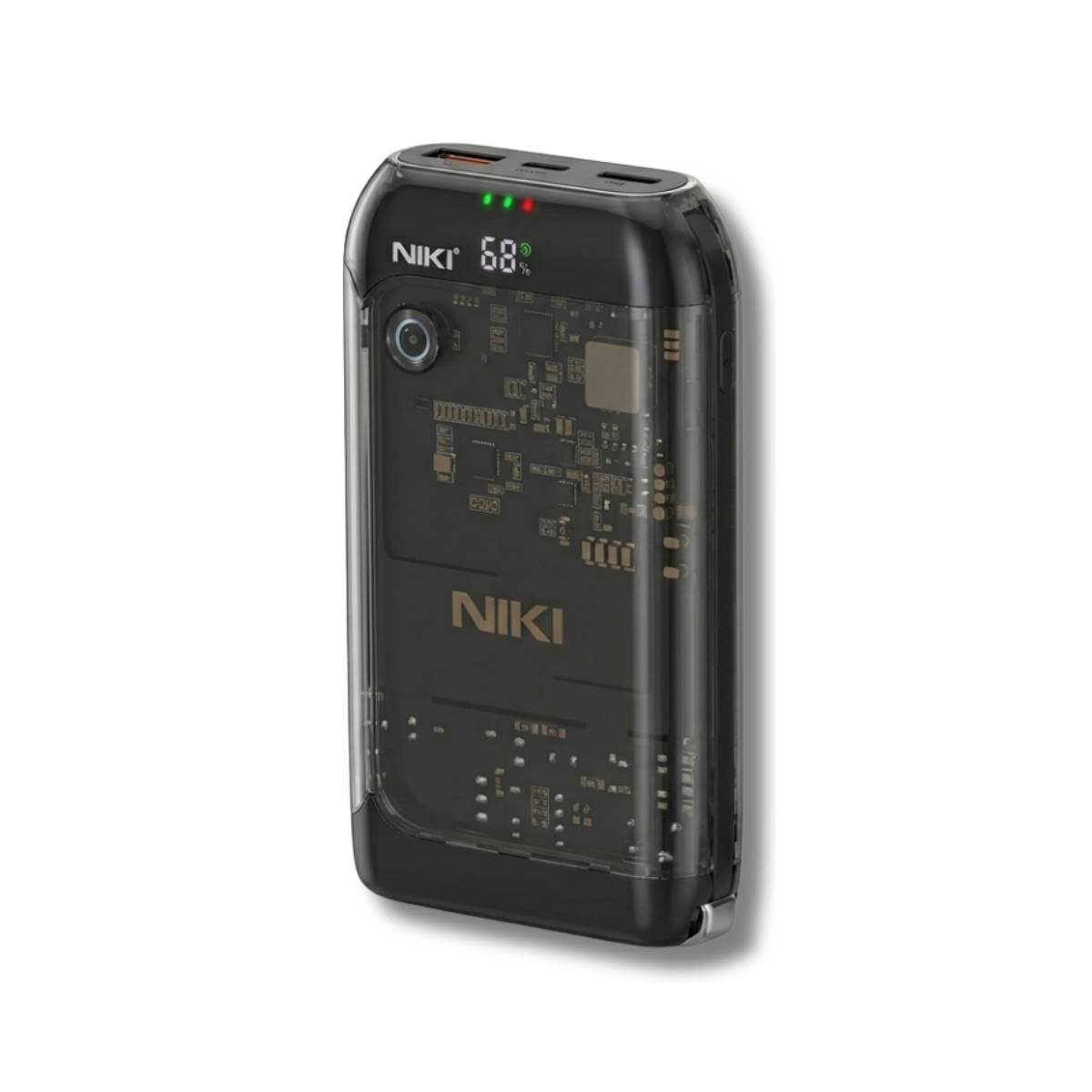Pin Dự Phòng Hít Lưng Niki 10000mAh | Kiêm Củ Sạc Nhanh | Liền Cáp MFi/Type-C
