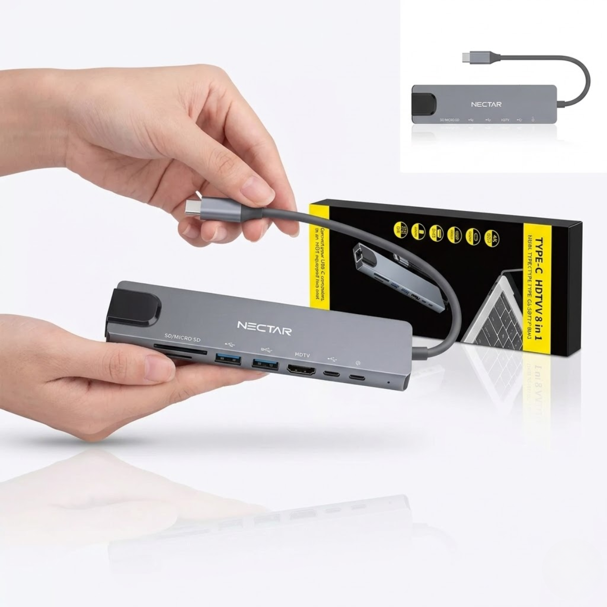 Dịch Vụ Cho Thuê Bộ Chuyển Đổi Hub Type-C 8 Trong 1 Nectar | Đa Năng Cho Laptop & Macbook