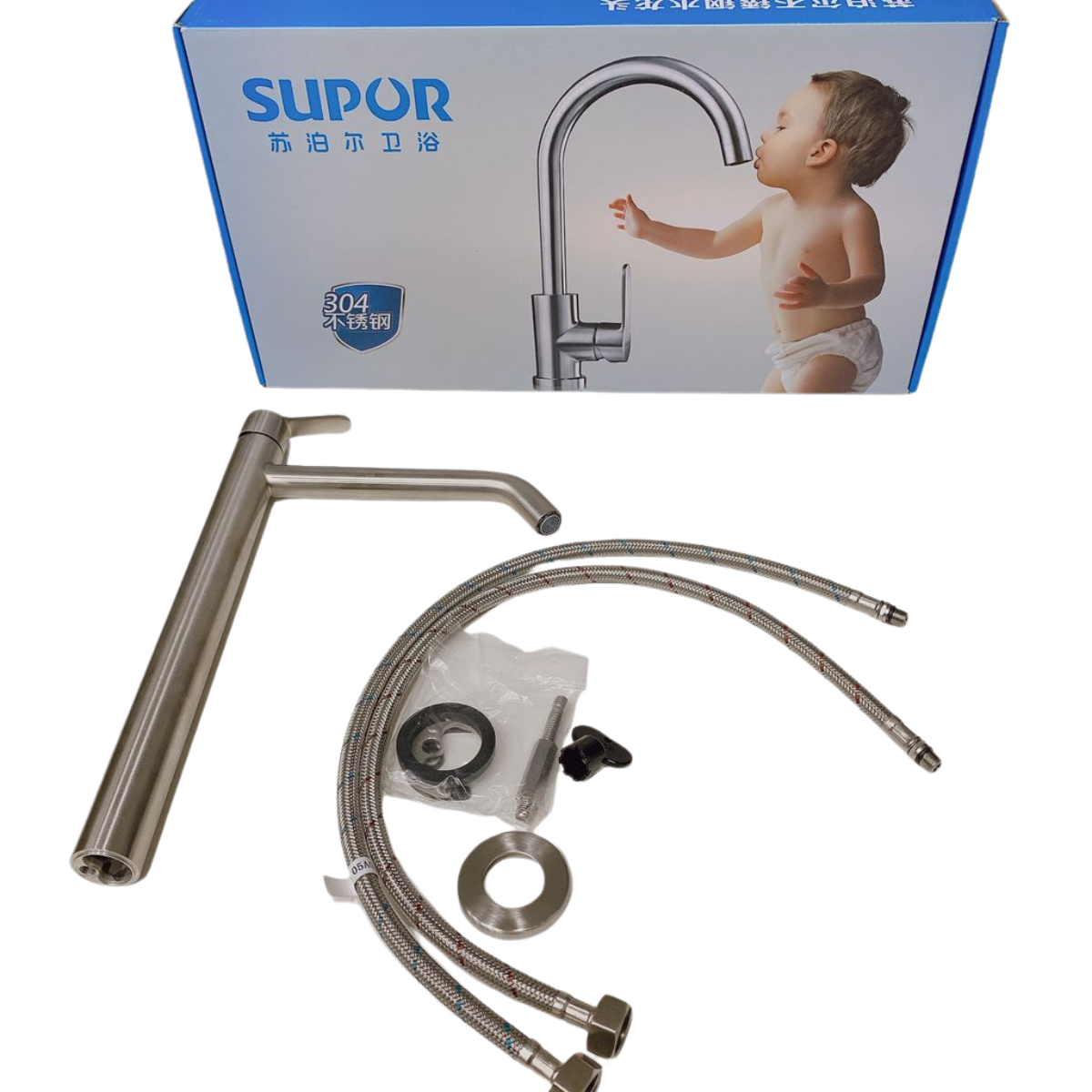 Vòi Chậu Rửa Mặt Lavabo Supor 233724-02-LS | Inox 304 Cao Cấp