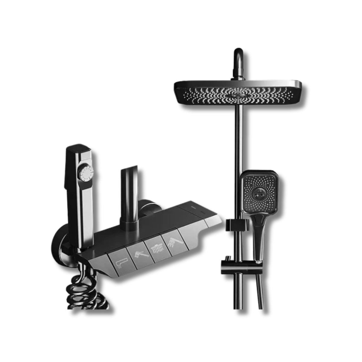 Sen Cây Tắm Đứng Phím Đàn Nóng Lạnh Thân Nhựa ABS | 4 Chế Độ Nước