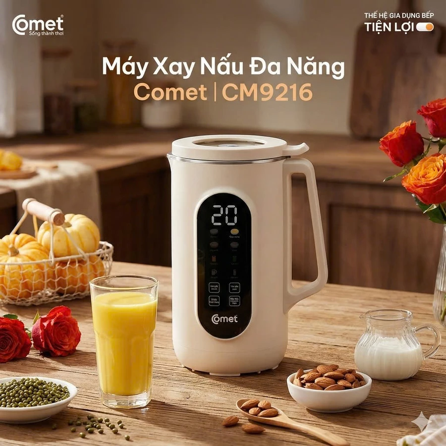 Máy Làm Sữa Hạt Đa Năng Comet CM9216 | 1.2 Lít 1000W 9 Chế Độ Nấu